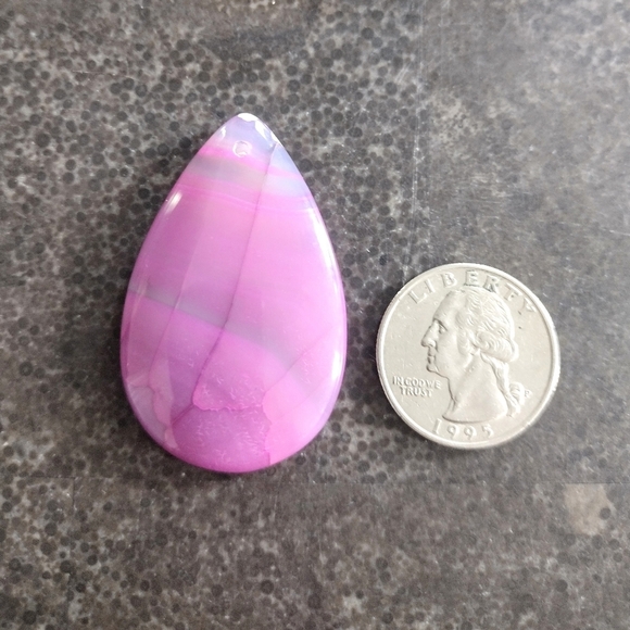 Pink Agate Gemstone Teardrop Pendant - Picture 2 of 2